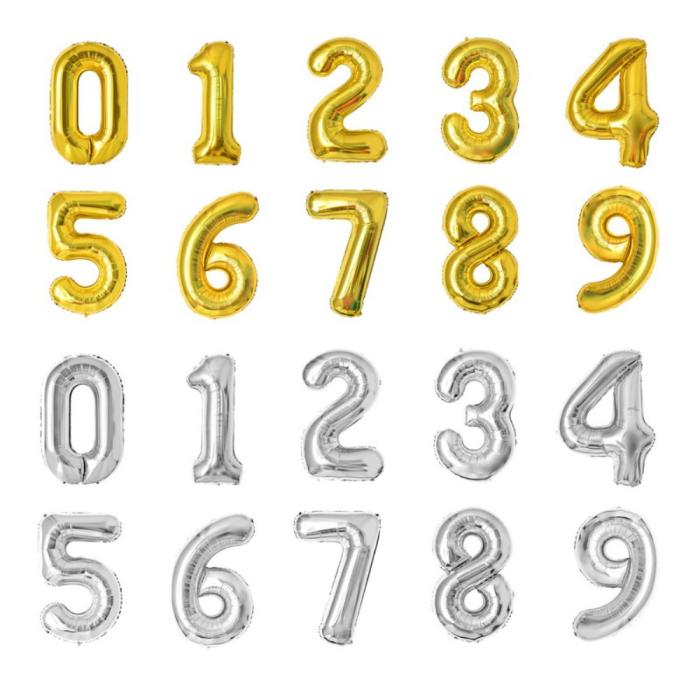 Bild 3,  Sifferballong Nummer 1 40 cm Guld