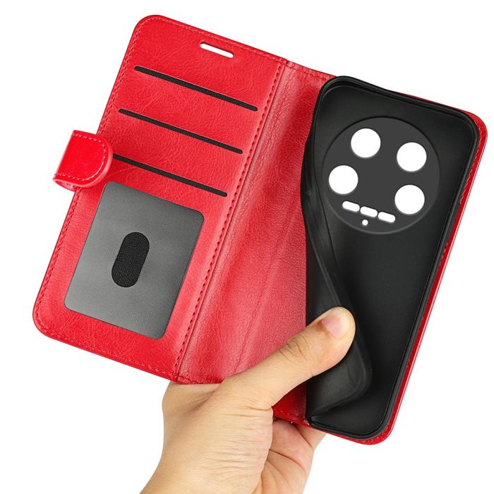 Bild 4,  Xiaomi 14 Ultra Fodral Crazy Horse Läder Röd