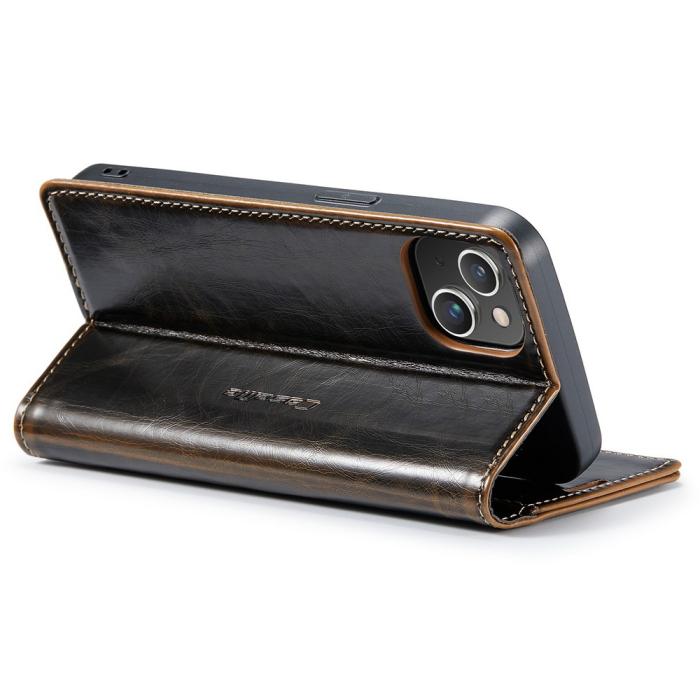 Bild 3, CASEME CASEME iPhone 15 Plus Fodral Oil Wax Flip Brun