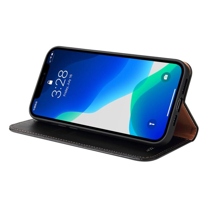 Bild 6,  iPhone 13 Pro - Läder Flip Fodral - Svart