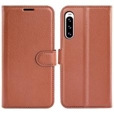  Sony Xperia 10 V Litchi Pl&aring;nboksfodral Brun