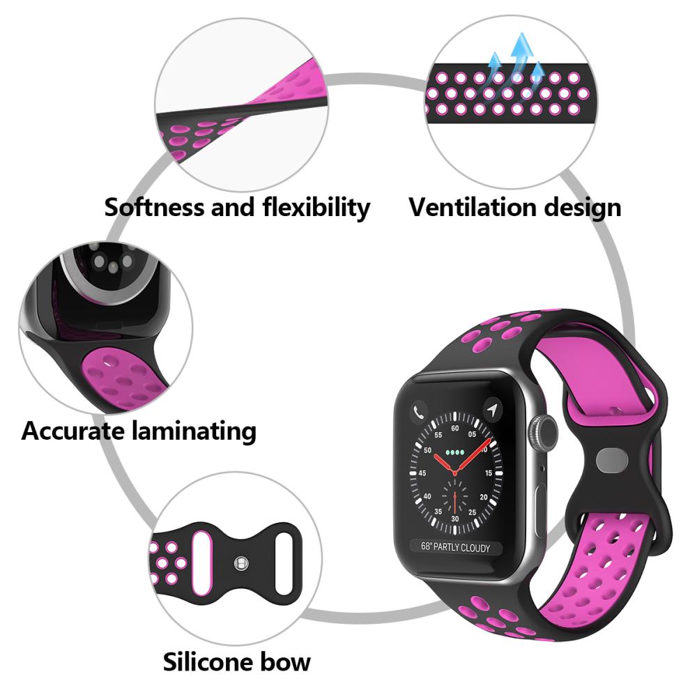 ColorPop Sportarmband Dual-Color Apple Watch 42/41/40/38 mm (M/L) Svart/Lila