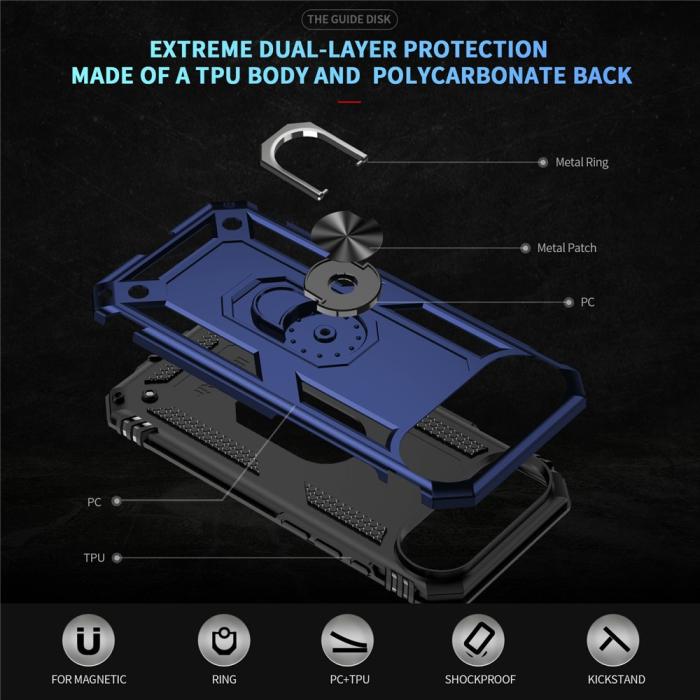 Bild 2,  iPhone Air Skal Shockproof Hybrid Ring Blå