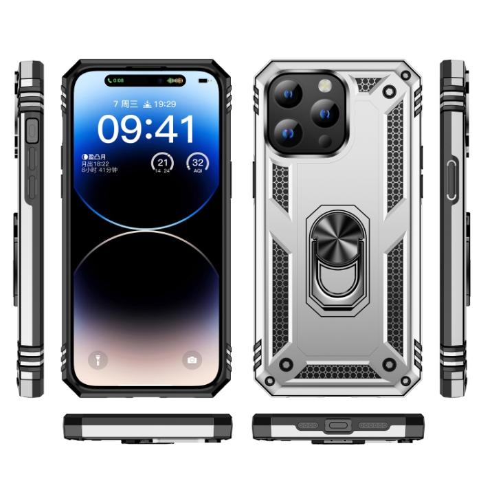 Bild 2,  iPhone 15 Pro Skal Hybrid Armor Ring Silver