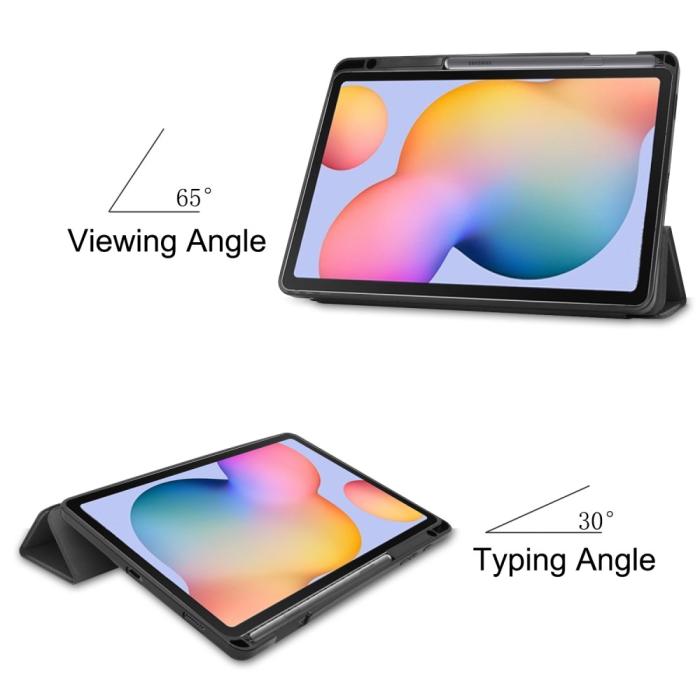Bild 3,  Samsung Galaxy Tab S6 Lite - Tri-Fold Fodral Med Pennhållare - Svart
