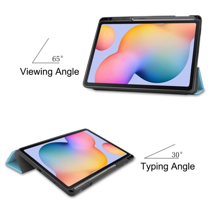 Bild 3,  Samsung Galaxy Tab S6 Lite - Tri-Fold Fodral Med Pennhållare - Blå