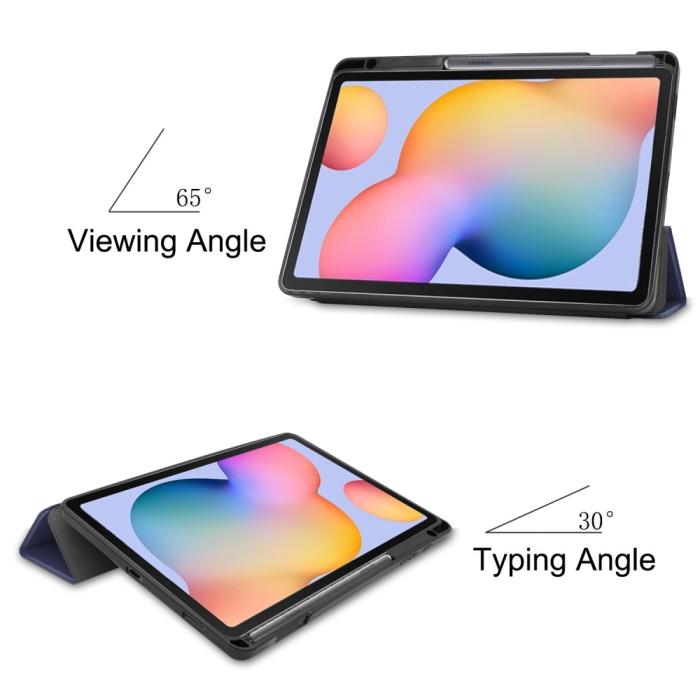 Bild 3,  Samsung Galaxy Tab S6 Lite - Tri-Fold Fodral Med Pennhållare - Mörk Blå
