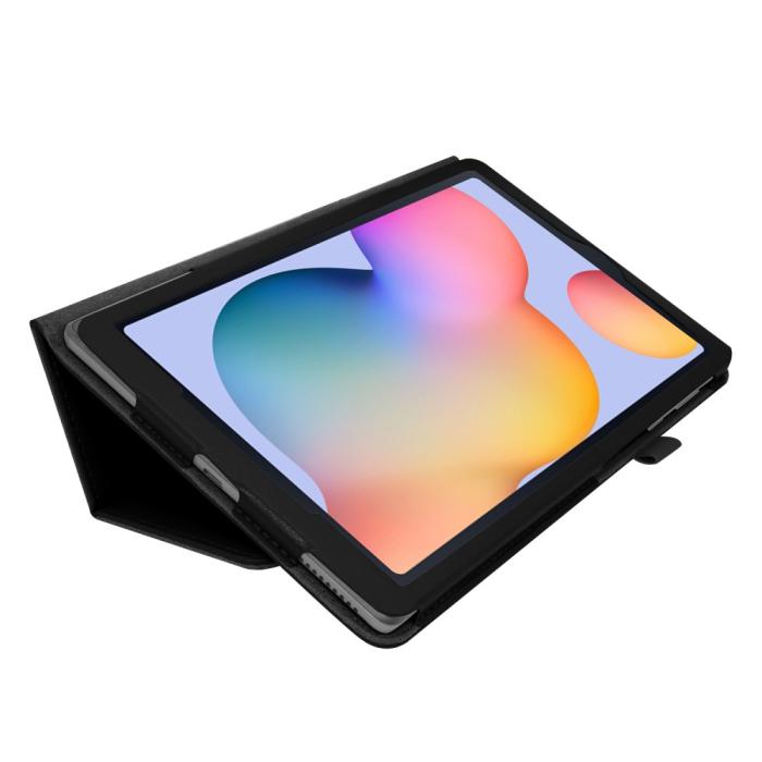 Bild 4,  Samsung Galaxy Tab S6 Lite - Litchi Läder Fodral - Svart
