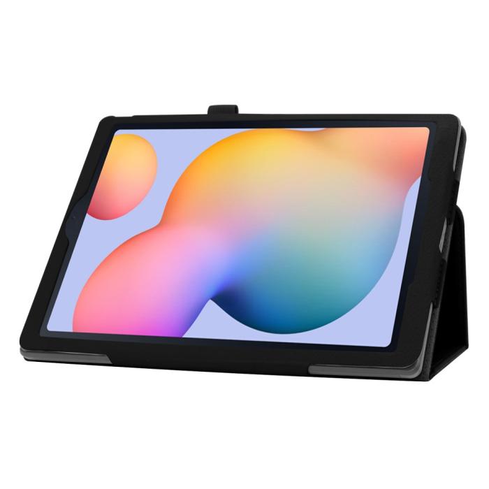 Bild 5,  Samsung Galaxy Tab S6 Lite - Litchi Läder Fodral - Svart