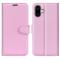  iPhone 16 Plus Fodral Litchi Läder Ljus Rosa