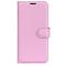  iPhone 16 Plus Fodral Litchi Läder Ljus Rosa