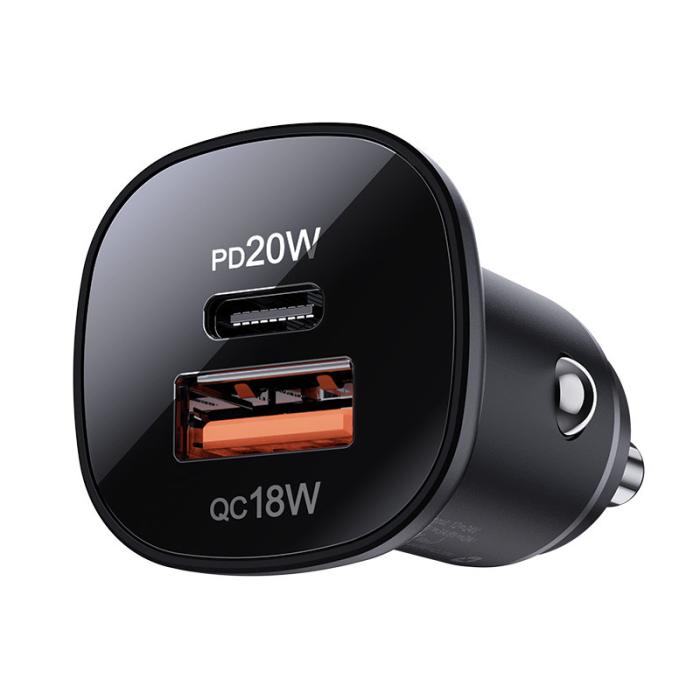 Bild 3, Acefast Acefast 38W PD PPS QC Billaddare USB-C / USB-A Svart