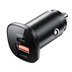 Acefast Acefast 38W PD PPS QC Billaddare USB-C / USB-A Svart