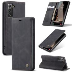 CASEME CASEME Samsung Galaxy S21 FE Fodral Retro Flip L&auml;der Svart