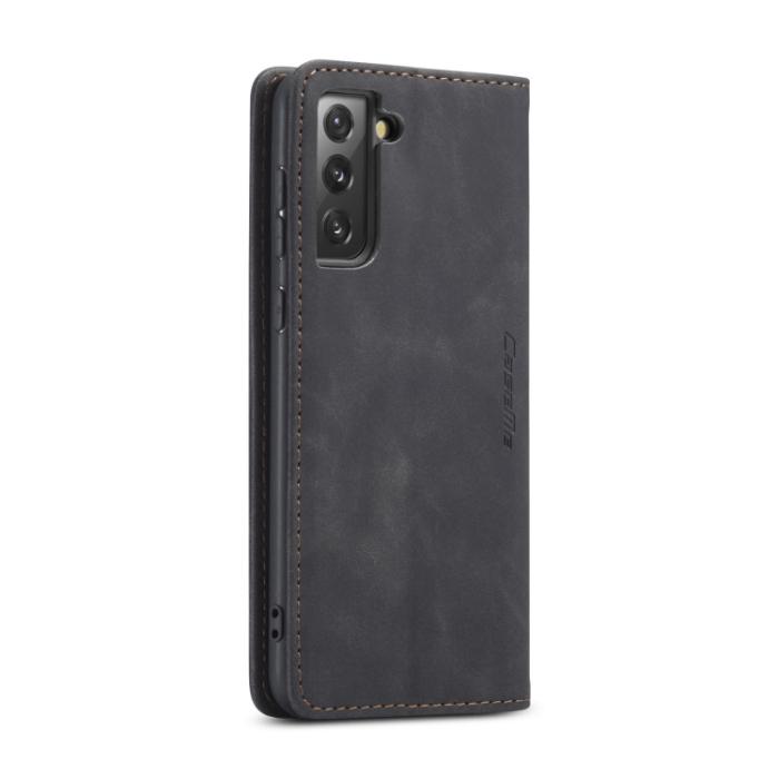 Bild 3, CASEME CASEME Samsung Galaxy S21 FE Fodral Retro Flip Läder Svart