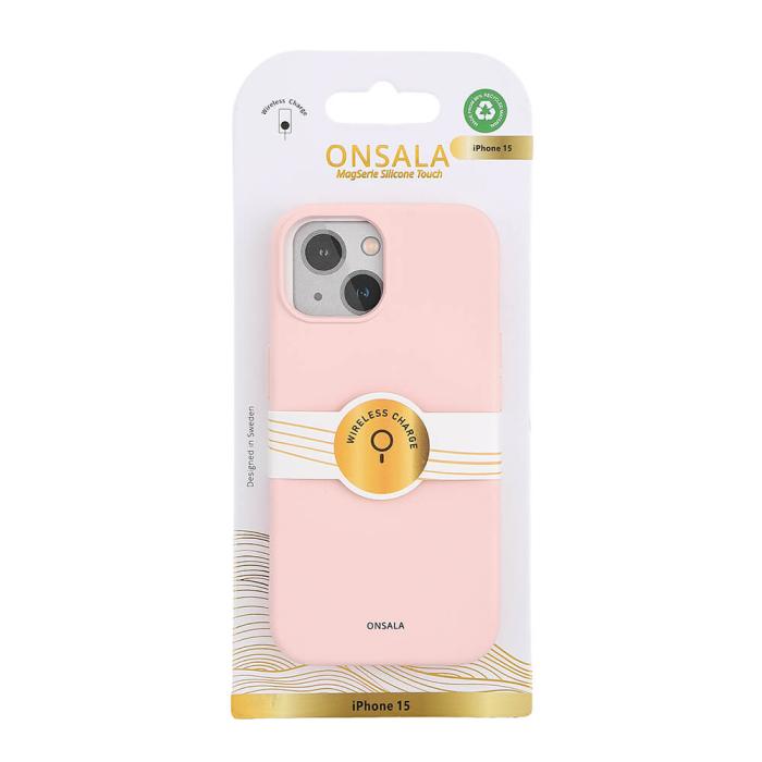 Bild 2, Onsala ONSALA iPhone 15 MagSafe Skal Med Silikonyta Chalk Pink