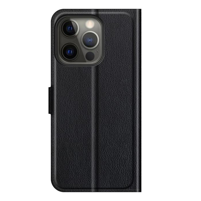 Bild 6,  iPhone 13 Pro Max Fodral Litchi Läder Svart