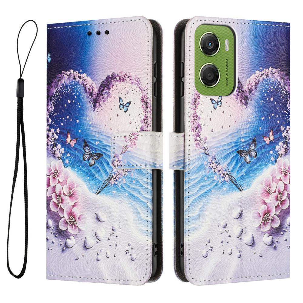  Motorola Moto G06/G06 Power Fodral Med Tryck Hjärta/Fjärilar