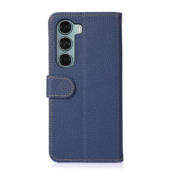 Bild 3, KHAZNEH KHAZNEH Motorola Moto G200 Fodral Litchi Äkta Läder Blå