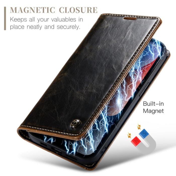 Bild 5, CASEME CASEME iPhone 15 Plus Fodral Oil Wax Flip Brun