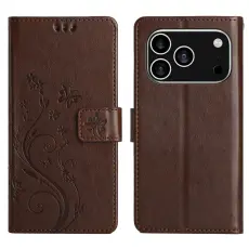  iPhone 17 Pro Fodral Med Blommigt Tryck Brun