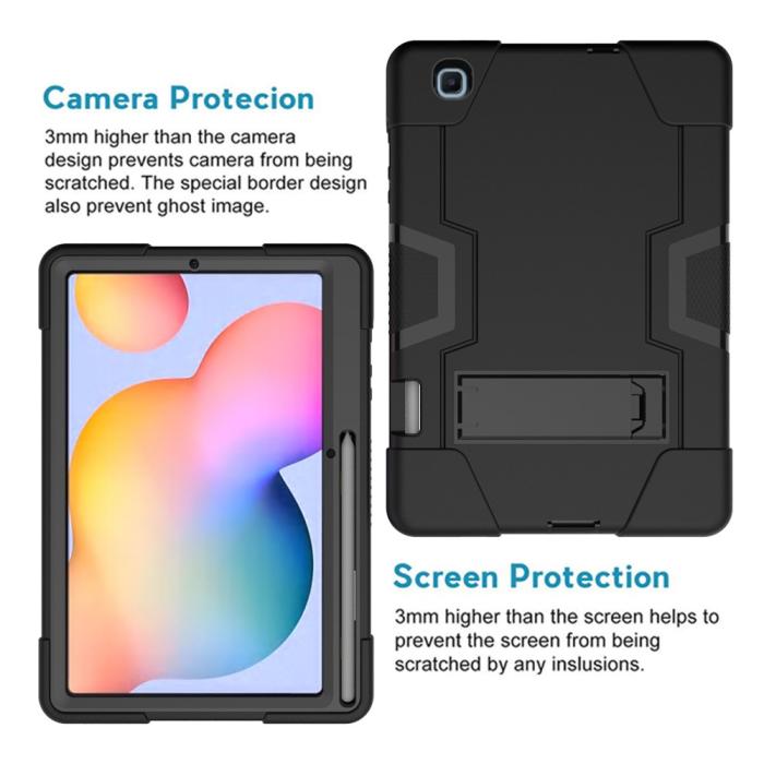 Bild 2,  Samsung Galaxy Tab S6 Lite - Shockproof Hybrid Skal Med Kickstand - Svart