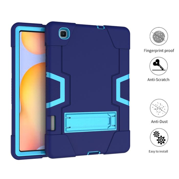 Bild 3,  Samsung Galaxy Tab S6 Lite - Shockproof Hybrid Skal Med Kickstand - Blå/Ljus Blå