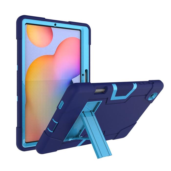 Bild 4,  Samsung Galaxy Tab S6 Lite - Shockproof Hybrid Skal Med Kickstand - Blå/Ljus Blå