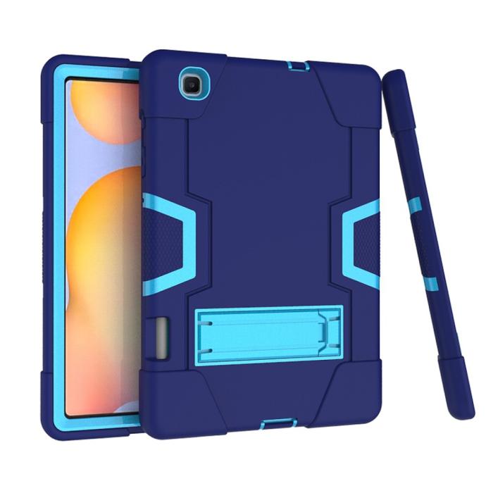 Bild 5,  Samsung Galaxy Tab S6 Lite - Shockproof Hybrid Skal Med Kickstand - Blå/Ljus Blå