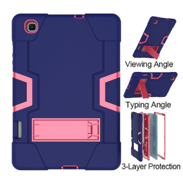 Bild 6,  Samsung Galaxy Tab S6 Lite - Shockproof Hybrid Skal Med Kickstand - Blå/Rosa