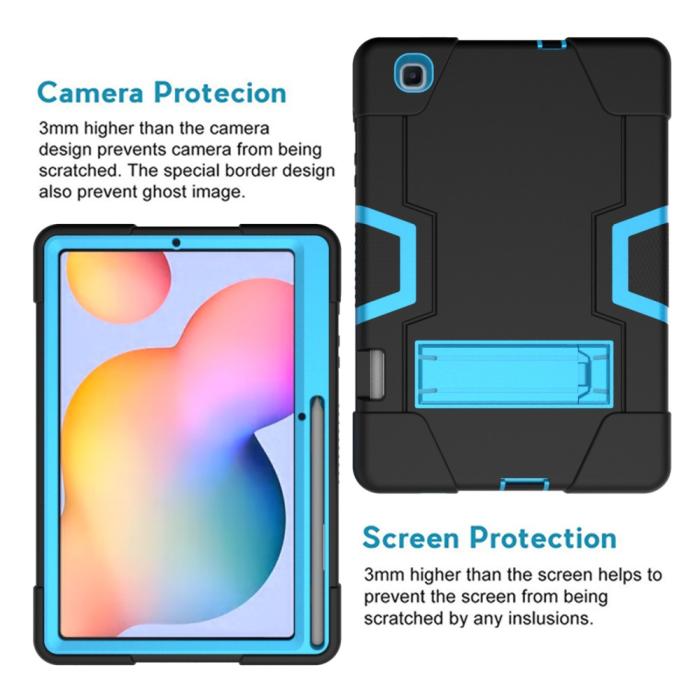 Bild 2,  Samsung Galaxy Tab S6 Lite - Shockproof Hybrid Skal Med Kickstand - Svart/Blå