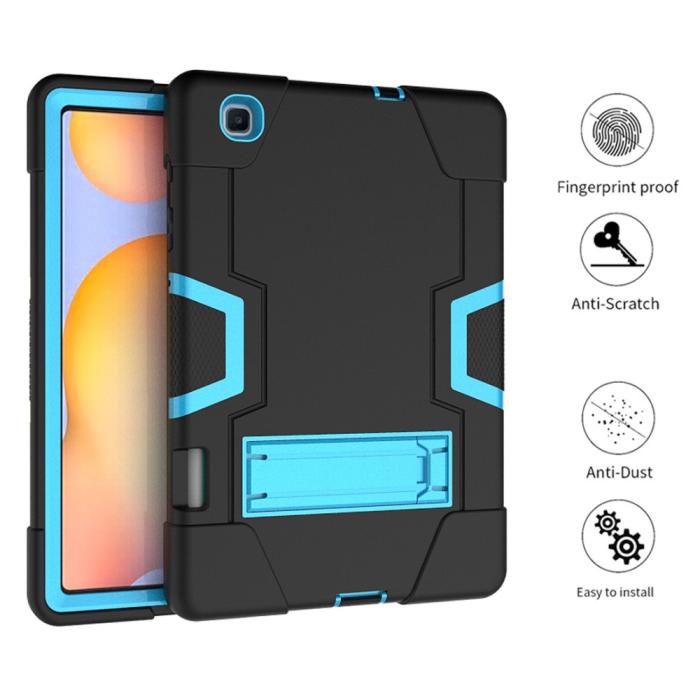 Bild 3,  Samsung Galaxy Tab S6 Lite - Shockproof Hybrid Skal Med Kickstand - Svart/Blå