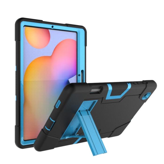 Bild 4,  Samsung Galaxy Tab S6 Lite - Shockproof Hybrid Skal Med Kickstand - Svart/Blå