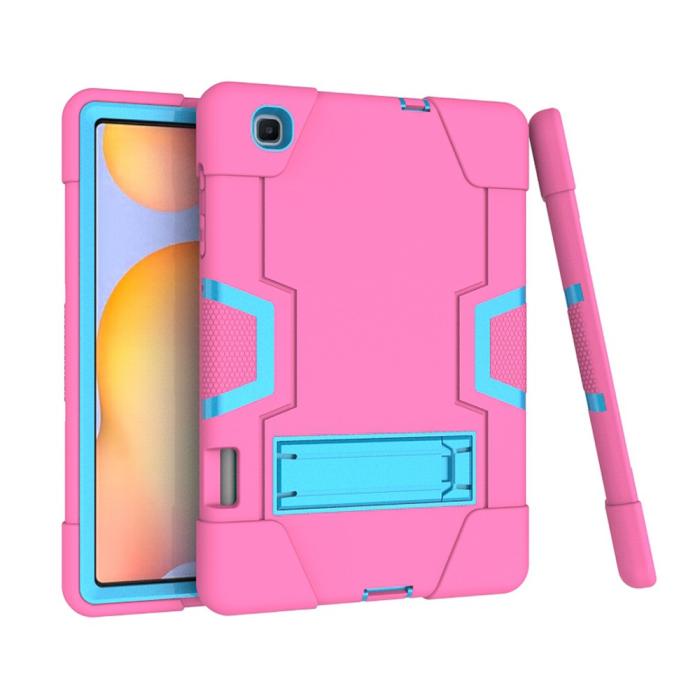 Bild 5,  Samsung Galaxy Tab S6 Lite - Shockproof Hybrid Skal Med Kickstand - Rosa/Blå