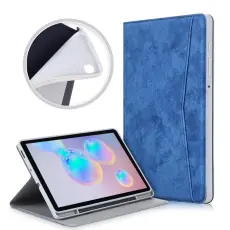  Samsung Galaxy Tab S6 Lite - Fodral Med Frontficka Och Pennh&aring;llare - Bl&aring;