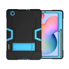  Samsung Galaxy Tab S6 Lite - Shockproof Hybrid Skal Med Kickstand - Svart/Bl&aring;