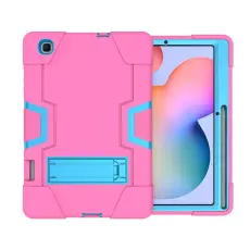  Samsung Galaxy Tab S6 Lite - Shockproof Hybrid Skal Med Kickstand - Rosa/Bl&aring;