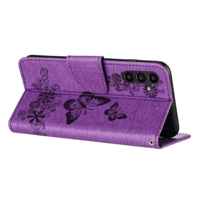 Bild 2,  Samsung Galaxy A27 5G Fodral Läder Fjärilar Lila