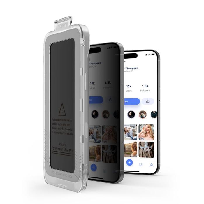 Bild 4, Tech-Protect Tech-Protect iPhone 16 / 15 2-PACK Skärmskydd Quick Set Spy+ Privacy