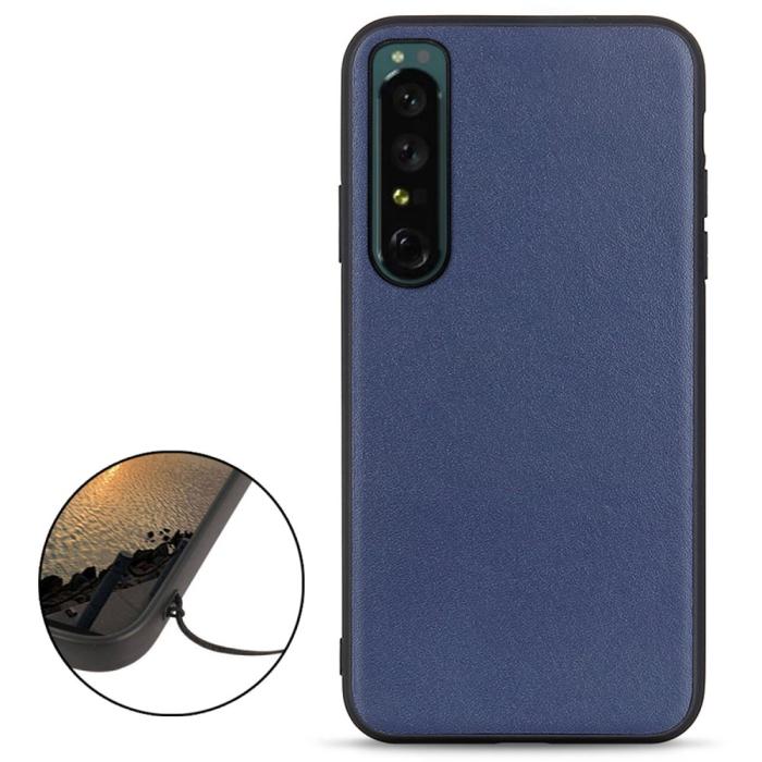 Bild 2,  Sony Xperia 1 IV Skal Äkta Läder Hybrid Blå