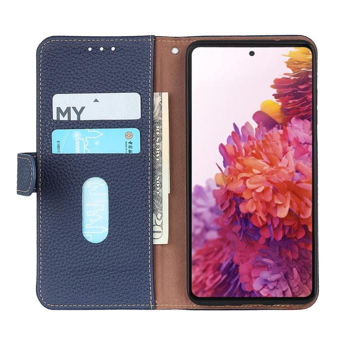 Bild 5, KHAZNEH KHAZNEH Motorola Moto G200 Fodral Litchi Äkta Läder Blå