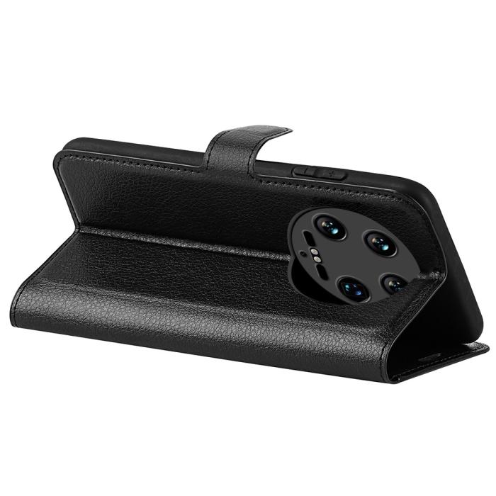 Bild 4,  Xiaomi 14 Ultra Fodral Litchi Läder Svart