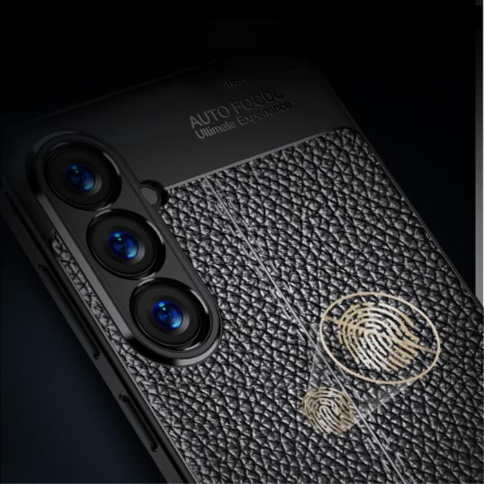 Bild 3,  Samsung Galaxy S24 Plus Skal Litchi Textur Svart