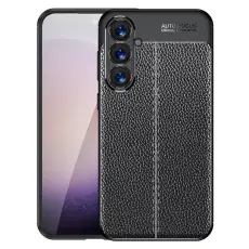  Samsung Galaxy S24 Plus Skal Litchi Textur Svart