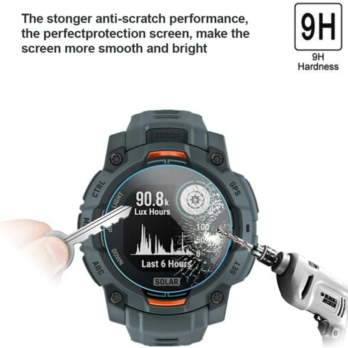 Bild 3,  Garmin Instinct 3 45 mm 3-PACK Skärmskydd Härdat Glas