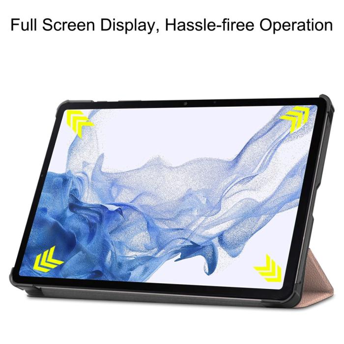 Bild 3,  Samsung Galaxy Tab S9 Fodral Tri-Fold Läder Roséguld