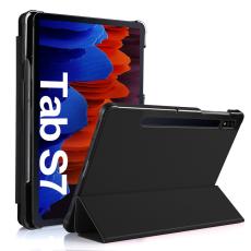  Samsung Tab S7 / Tab S8 - Tri-Fold Fodral Med Pennh&aring;llare - Svart