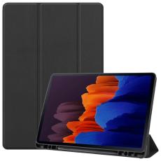  Samsung Galaxy Tab S7 Plus / Tab S8 Plus Tri-Fold Fodral Pennh&aring;llare Svart