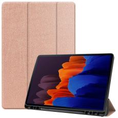  Samsung Galaxy Tab S7 Plus / Tab S8 Plus Tri-Fold Fodral Pennh&aring;llare Ros&eacute;guld