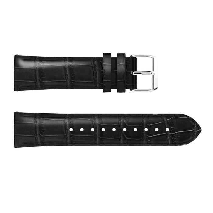 Bild 2,  Äkta Läder Armband Krokodil Textur (20mm) - Svart